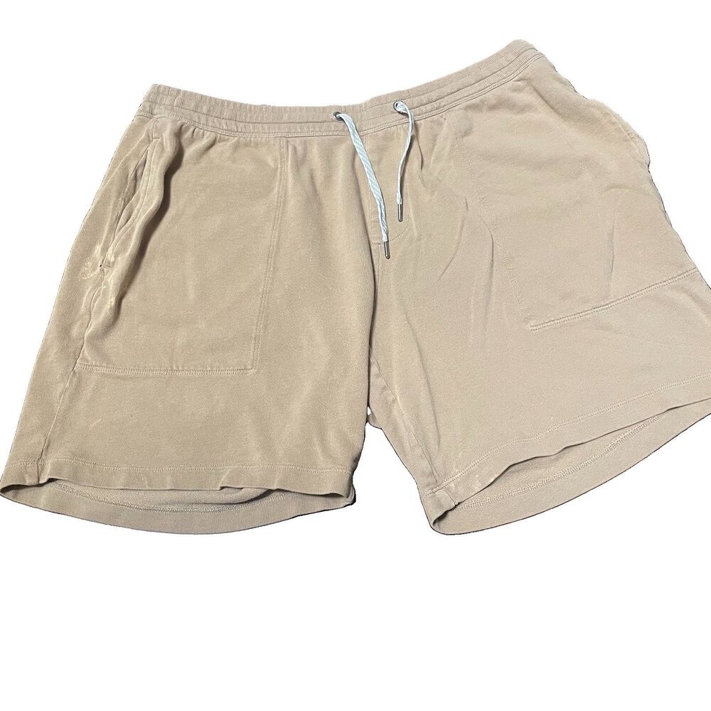 Vuori Mens Lounge Shorts Tan Gorpcore Athleisure Minimalist 34